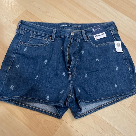 Old Navy Pants - Old Navy Dark Blue Embroidered Denim Shorts
